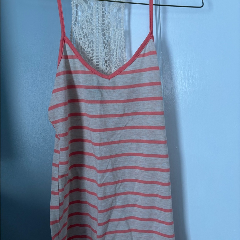 Striped Pink and Gray Tank Top